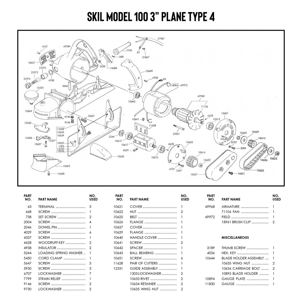 Skil 100 Parts Diagram Shaper Supply