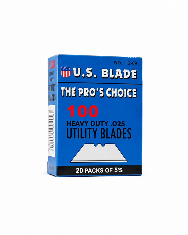 Dual-notch utility razor blades for surfboard glassing and fiberglass trimming