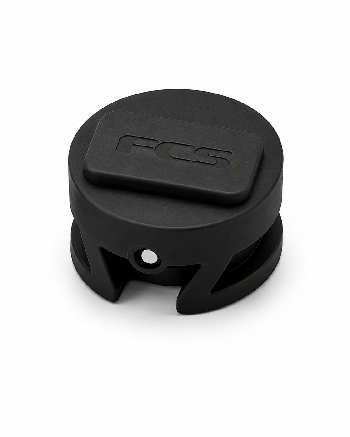 Black genuine FCS leash plug for surfboard manufacturing and repairs