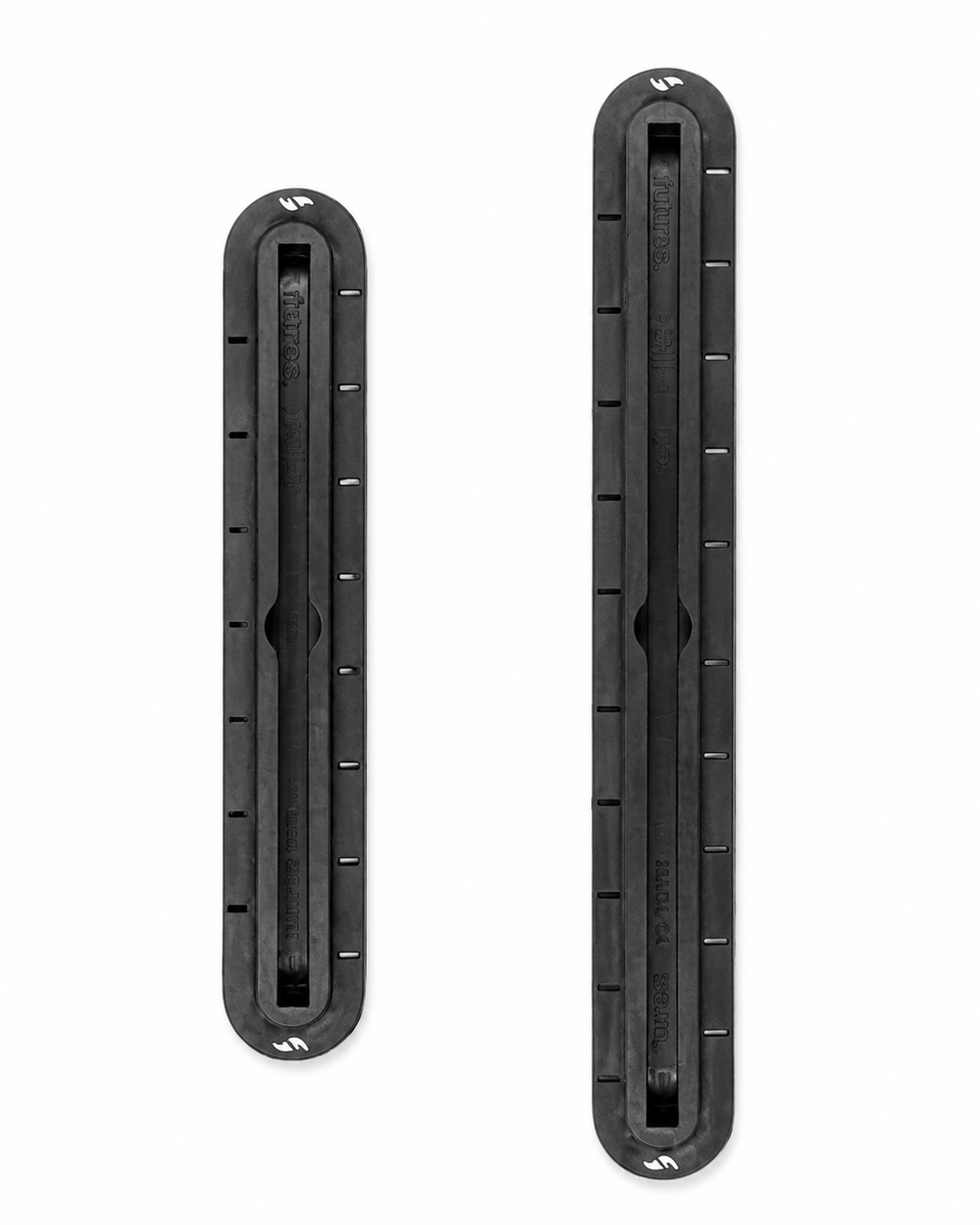 Black Futures 1-Shot center boxes in 8-inch and 10.75-inch lengths for longboards, SUPs, and foil boards
