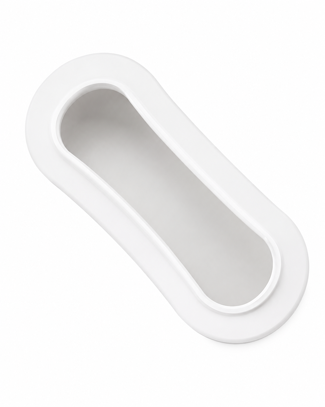 Top profile of a white recessed SUP handle for stand up paddle board installation