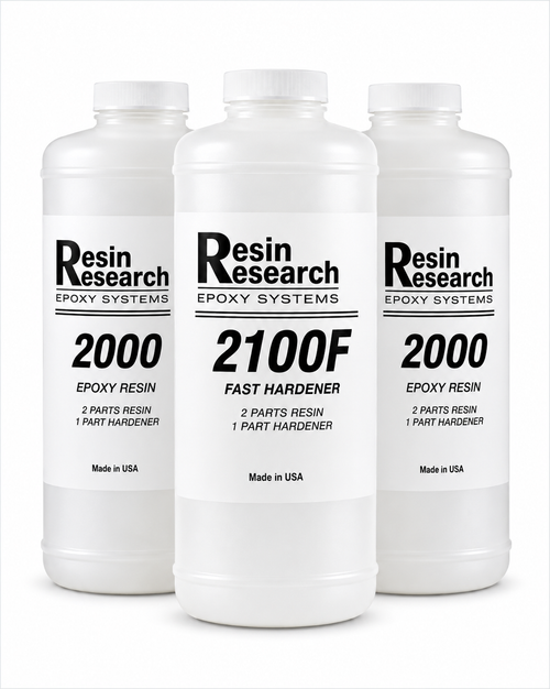 Resin Research 2000 Clear epoxy resin with 2100F Fast Hardener