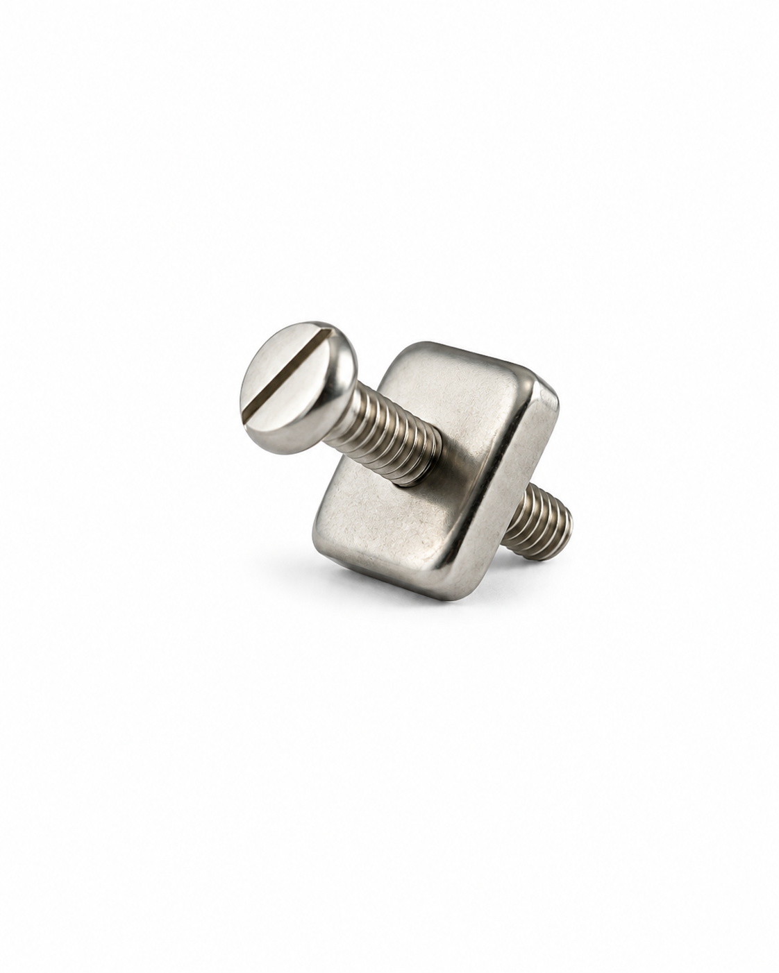 Stainless steel fin screw and plate with traditional slotted pan head for Bahne and compatible center fin boxes