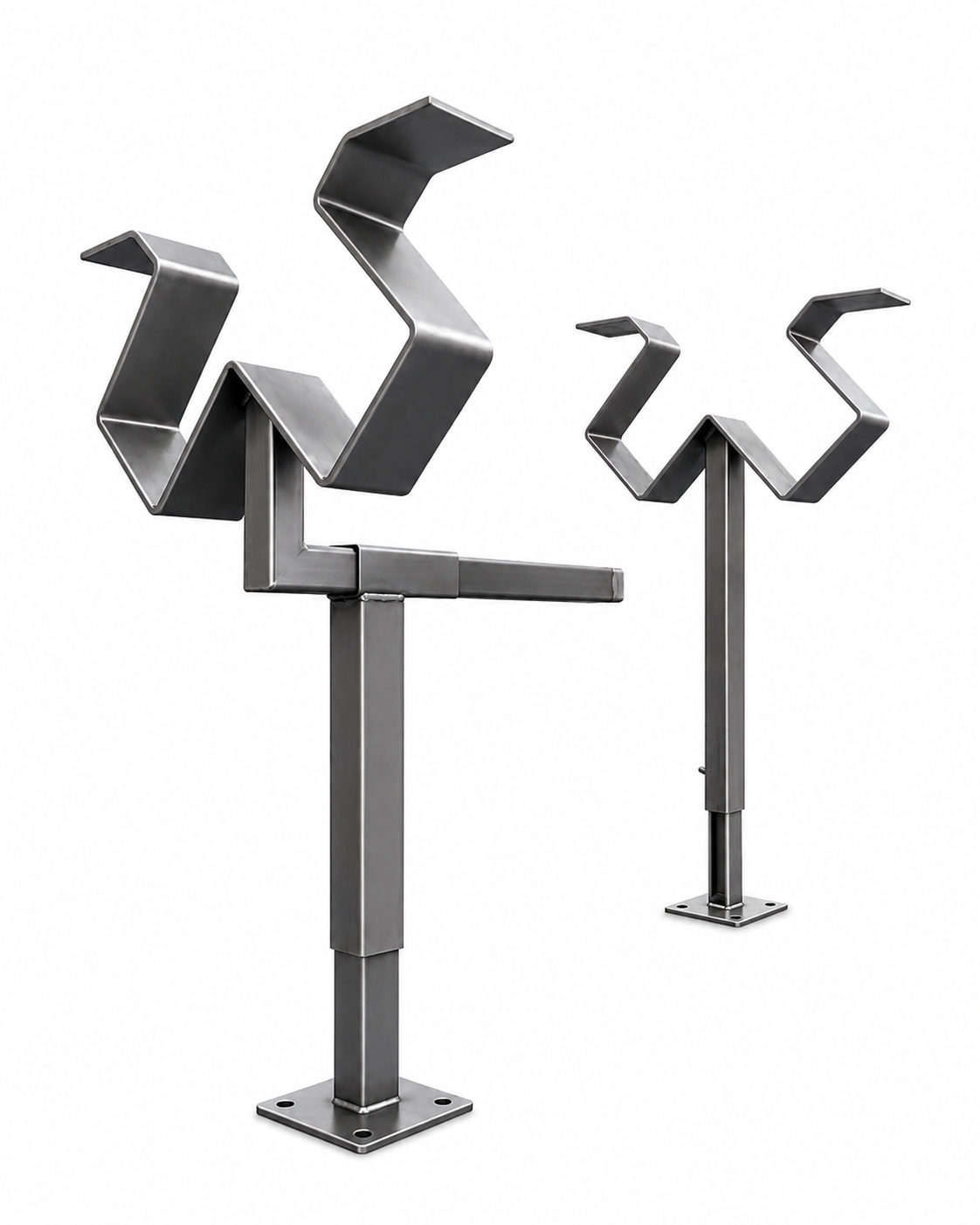 Adjustable steel surfboard shaping racks designed by Florian Saylor