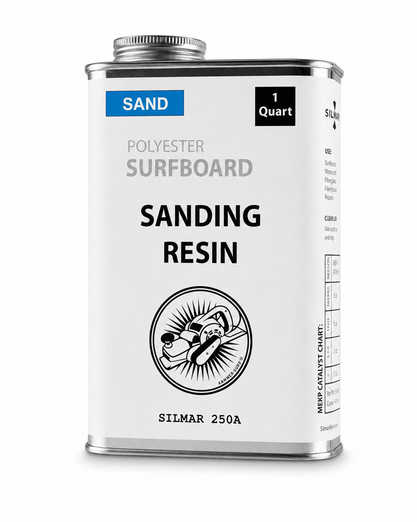 Silmar 250A polyester sanding resin for surfboard hot coats, ding repair, and finishing applications