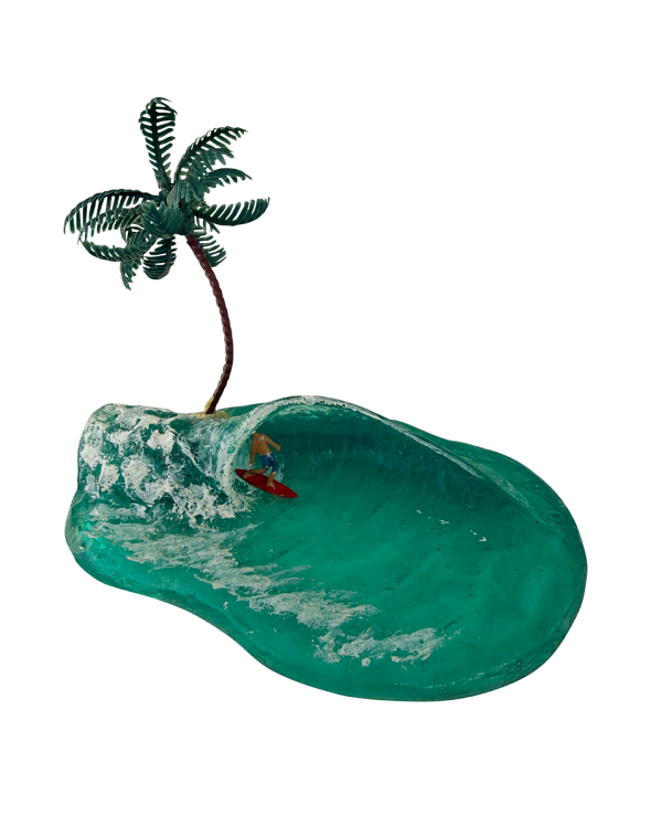 Handmade surf barrel sculpture crafted from surfboard resin