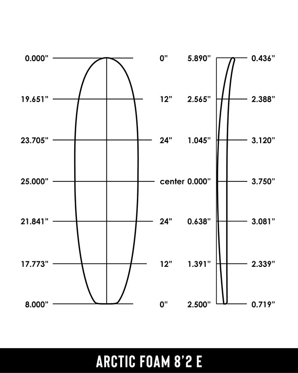 Arctic Foam 8'2 E Dimensions