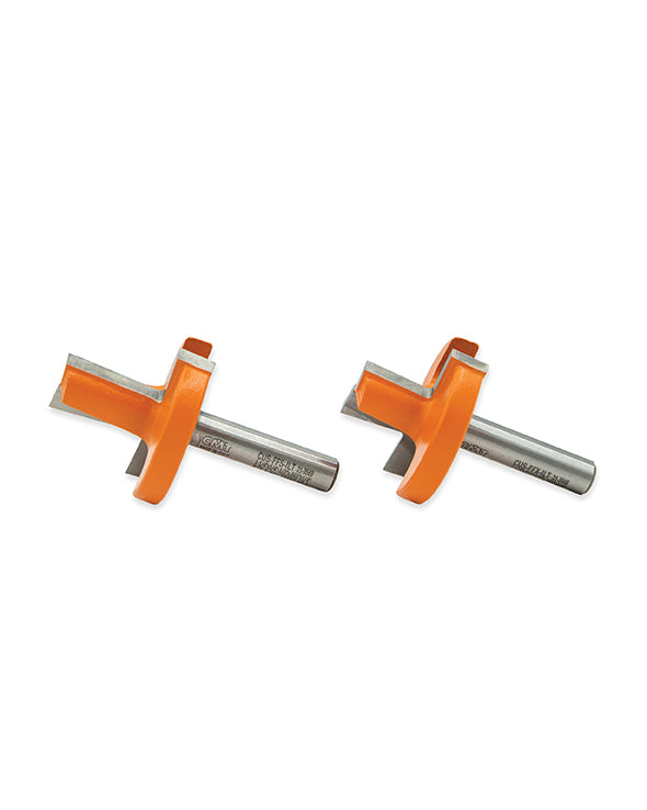 Side view of the genuine Futures ILT One-Pass router bit set for surfboard fin box installation