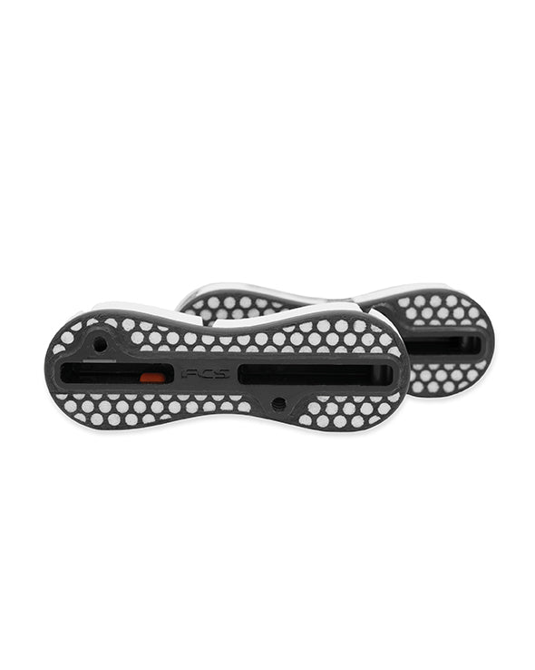 Black FCS II 5 degree left and right rail fin plugs
