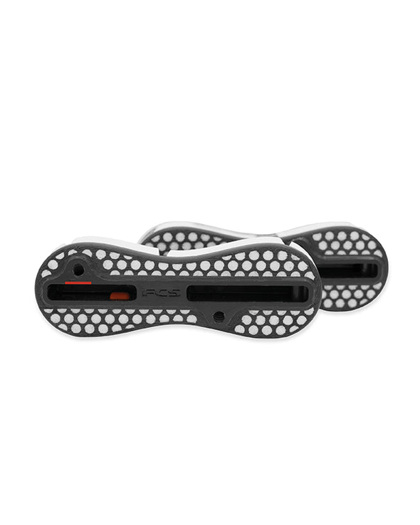Black FCS II 9 degree left and right rail fin plugs